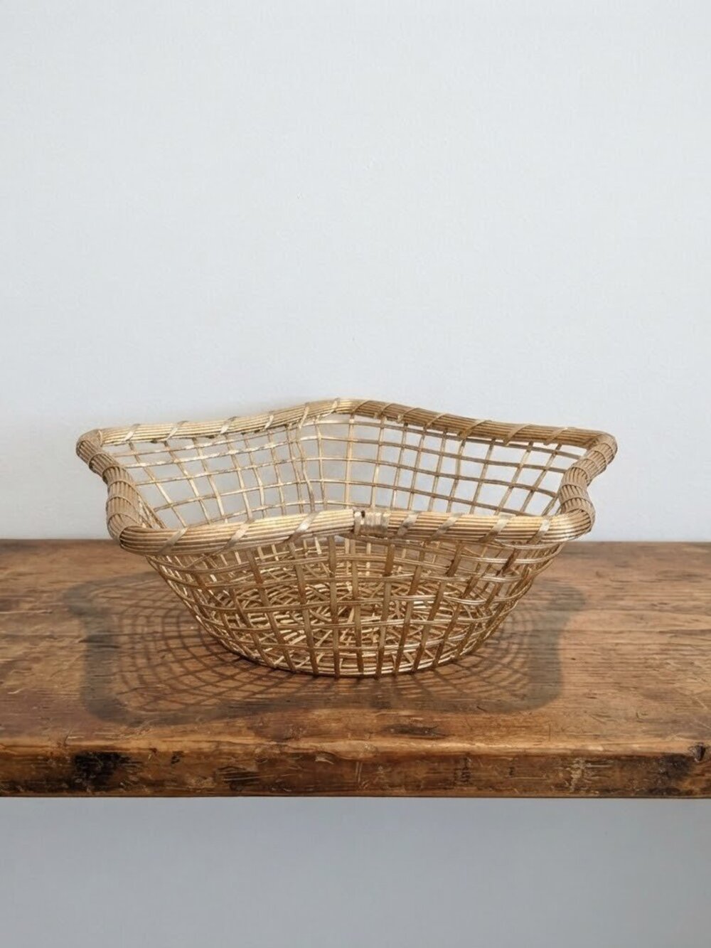 Vintage Brass Star Shaped Bread Basket Made in India Holiday Christmas Gold 12"